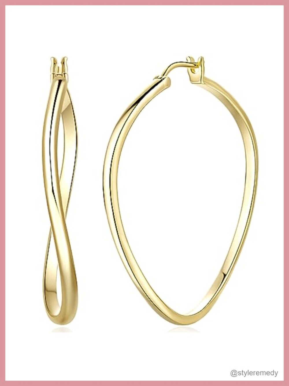 14K Gold Plated Twisted Hoop Earrings 40mm Large Statement